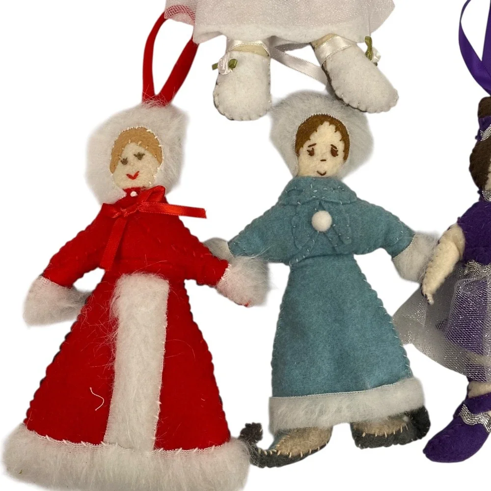 Handmade Nutcracker‎ Ballet Felt Christmas Ornaments Set of 5 Ballerina Soldier